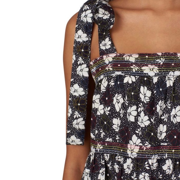 WARM Big Love Maxi Dress Black Multicolor Floral Tiered In Plumeria Print - Picture 7 of 12